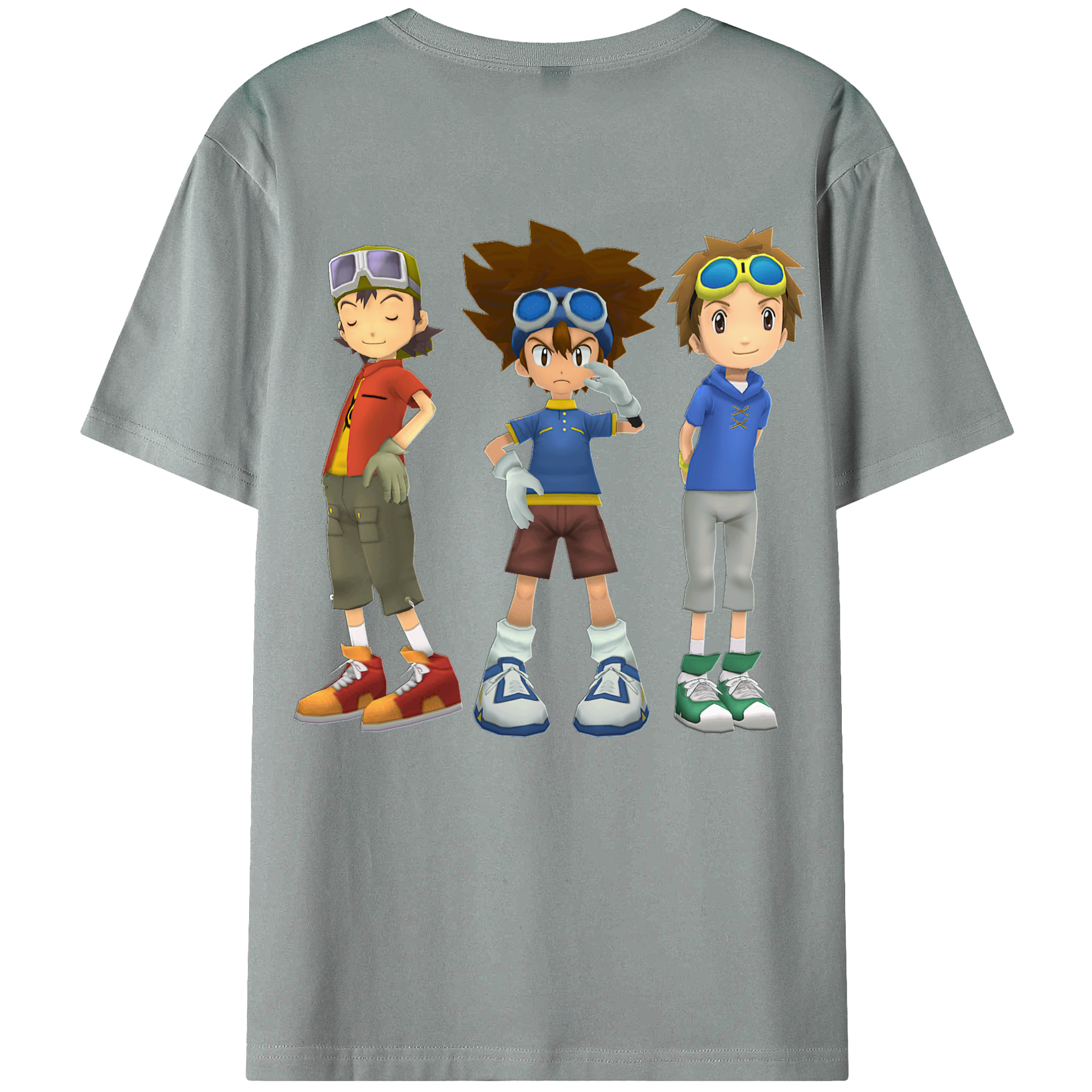（画像用） Digimon デジタルモンスター/デジモン 綿100％ メンズ半袖Tシャツ（バックプリント） 通気性
